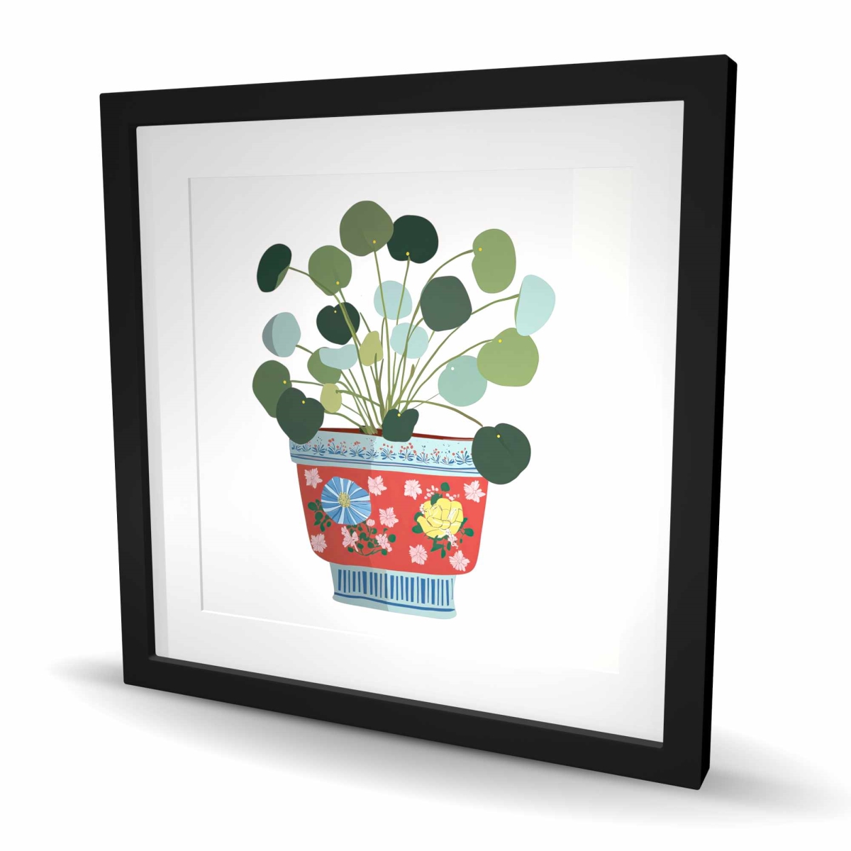 C1FM2424SPDA60 24 x 24 in. Peperomia Still Life Red Framed Matted Print - Home Decor