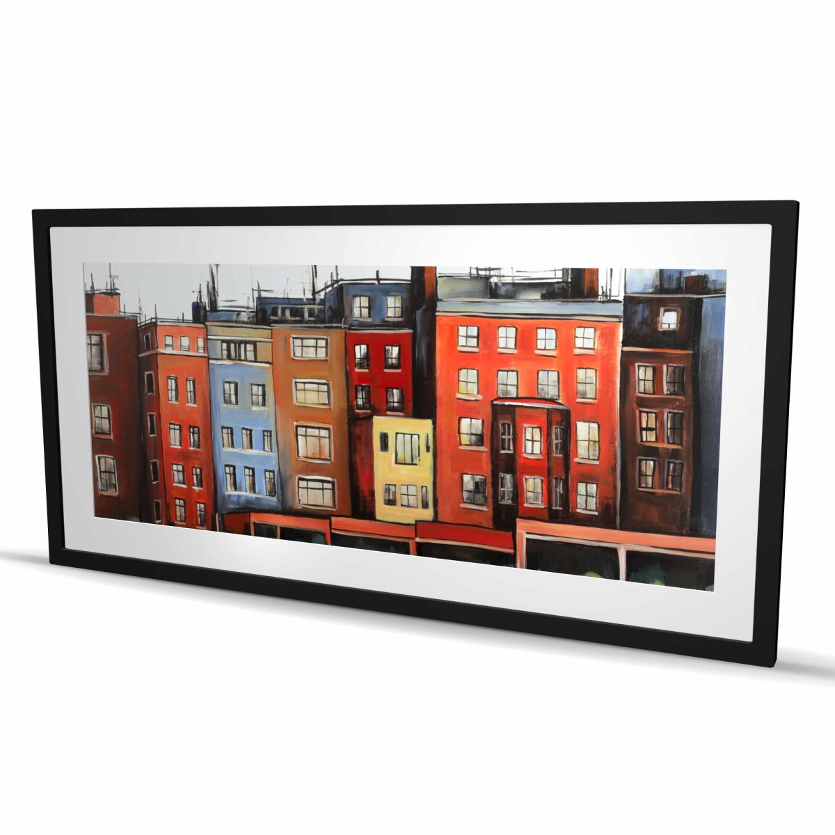 C1FM2448LEXWRD 24 x 48 in. Boston Fall Colors Buildings - Framed Matted Print for Decor