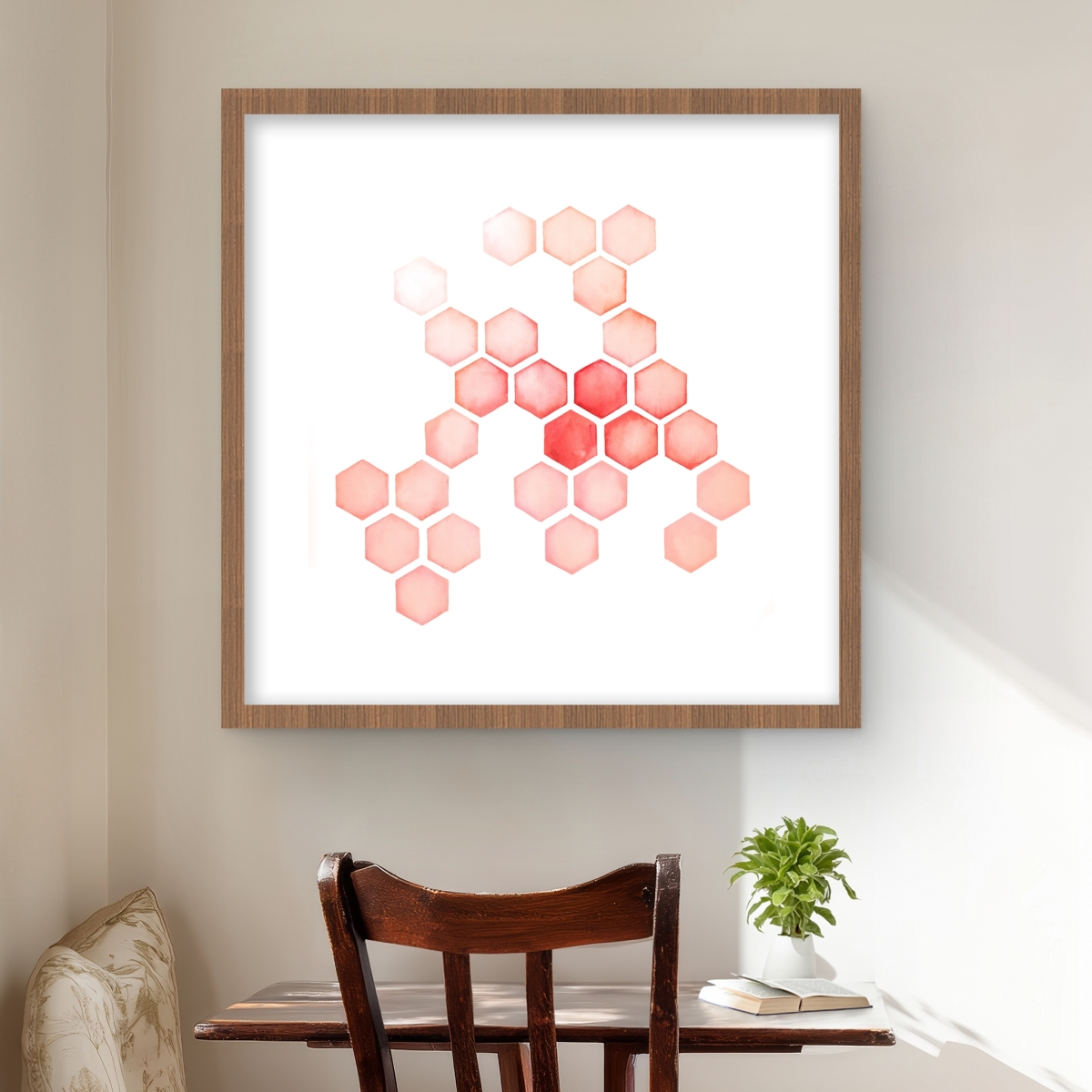 C1FM2424F03S7O 24 x 24 in. Multiple Alveoles - Pattern Coral Framed Matted Print Decor