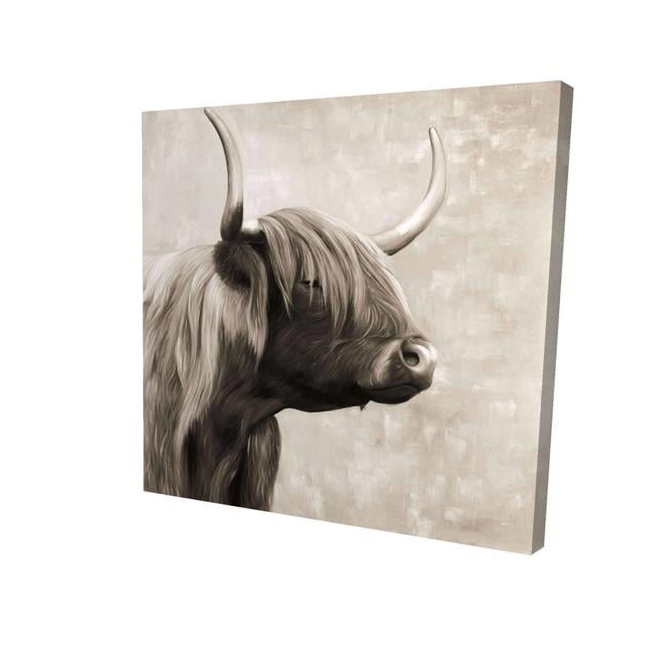 8 x 8 in. Beautiful Highland Cattle Sepia-Print on Canvas