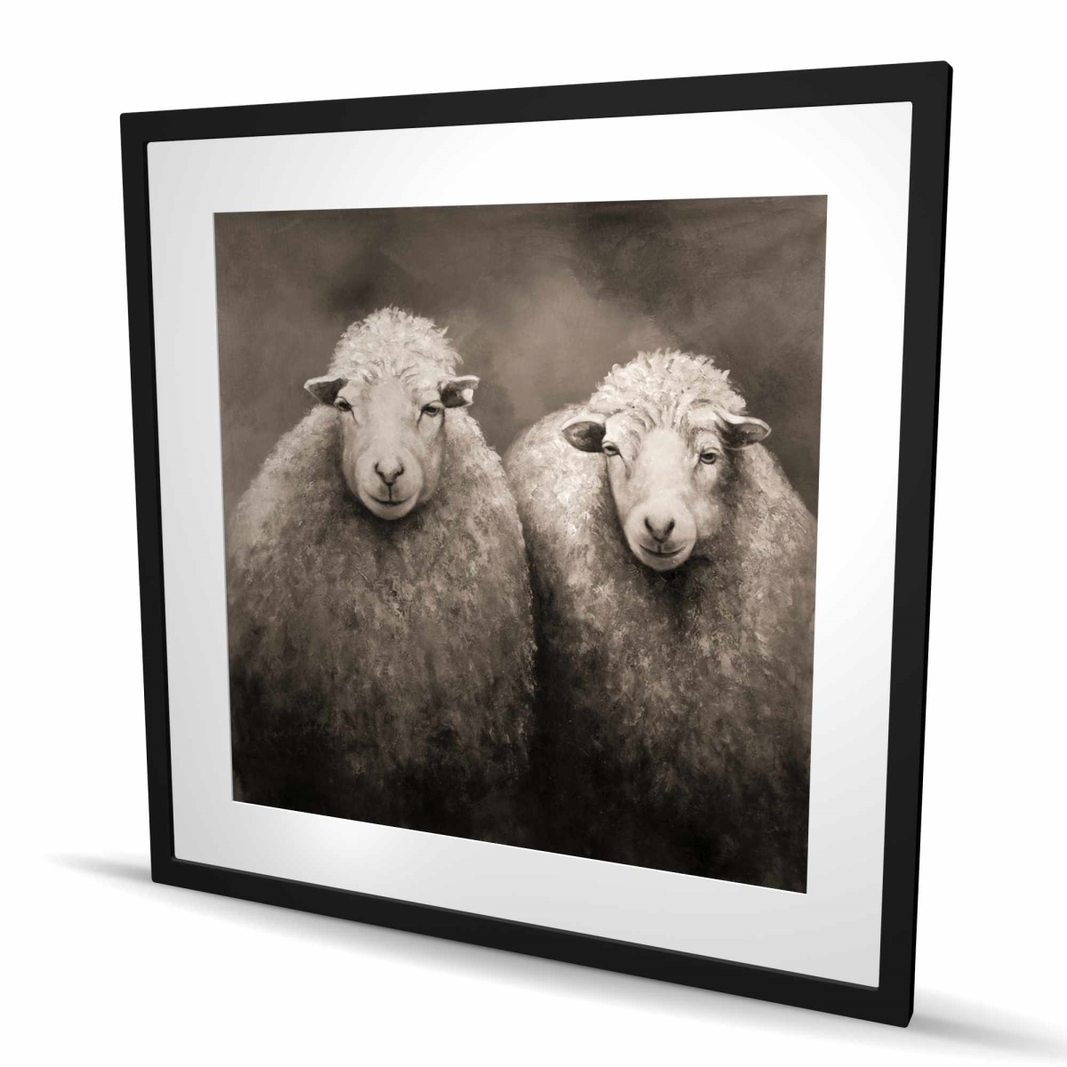 C1FM36364PMLR6 36 x 36 in. Sheep Sepia - Rustic Framed Matted Print for Home Decor