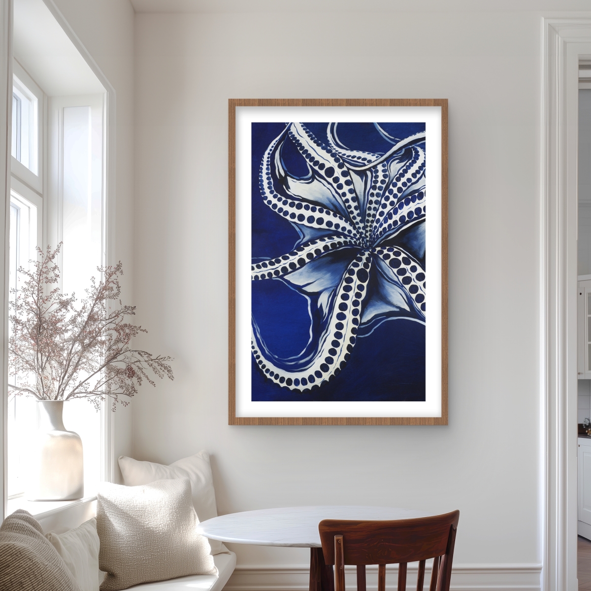 C1FM243609FRDV 24 x 36 in. Dancing Octopus - Marine Animals Framed Matted Print Decor