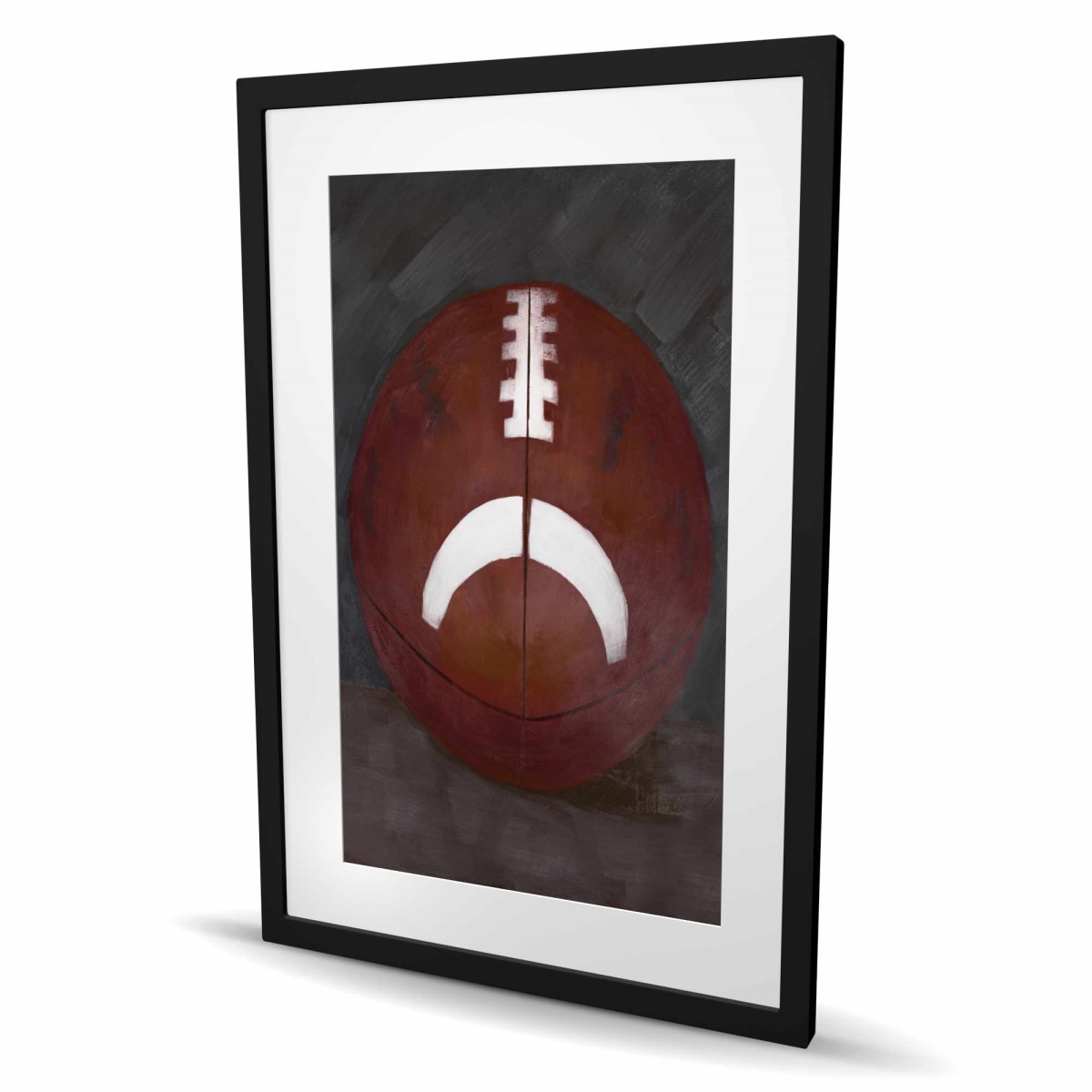 C1FM24369C2FS2 24 x 36 in. Football Ball - American Man Cave Framed Matted Print Decor