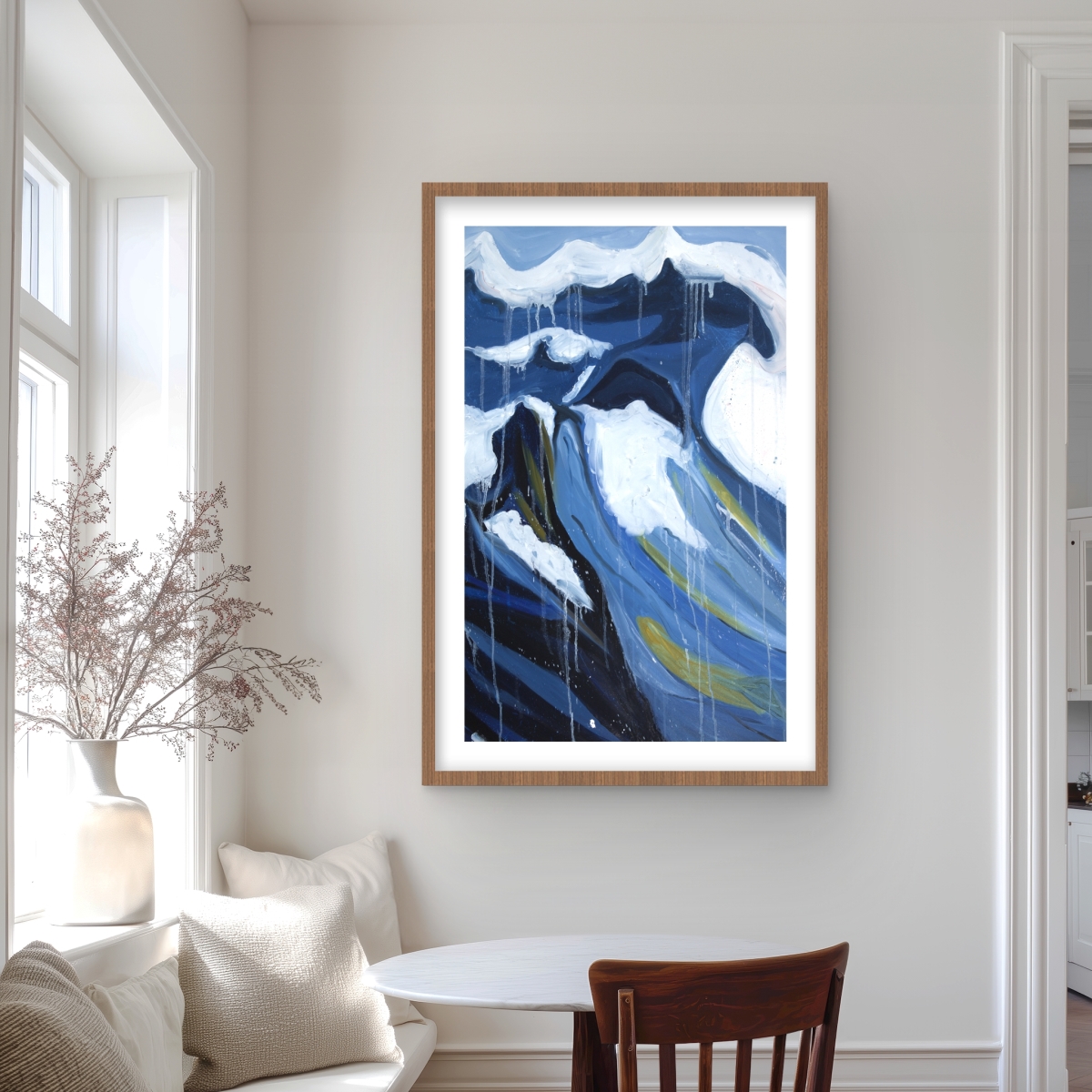 C1FM2436C1CMCP 24 x 36 in. Wave in Motion - Coastal Bathroom Framed Matted Print Decor