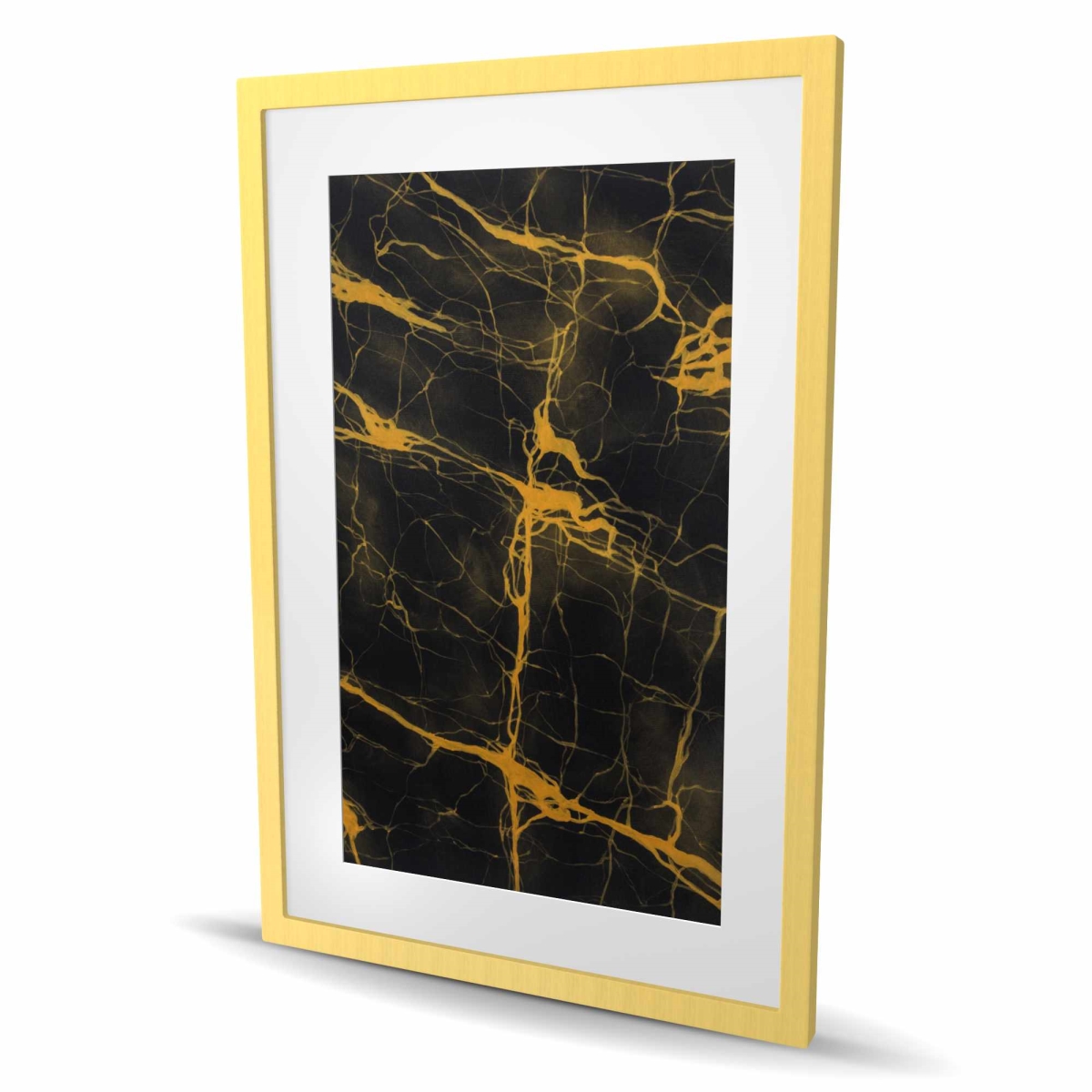 C1FM2436K4AGJI 24 x 36 in. Black & Gold Marble Texture - Modern Pattern Framed Print