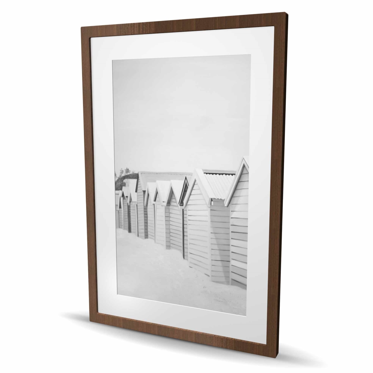 C1FM2436B3TODL 24 x 36 in. Beach Cabins - Gray Beach Framed Matted Print - Home Decor