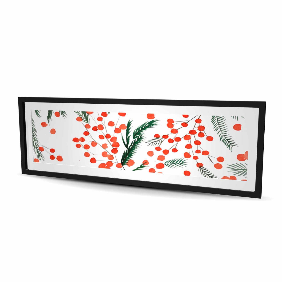 C1FM2060QX4QMT 20 x 60 in. Mistletoe Leaf Pattern - Framed Matted Print for Home Decor