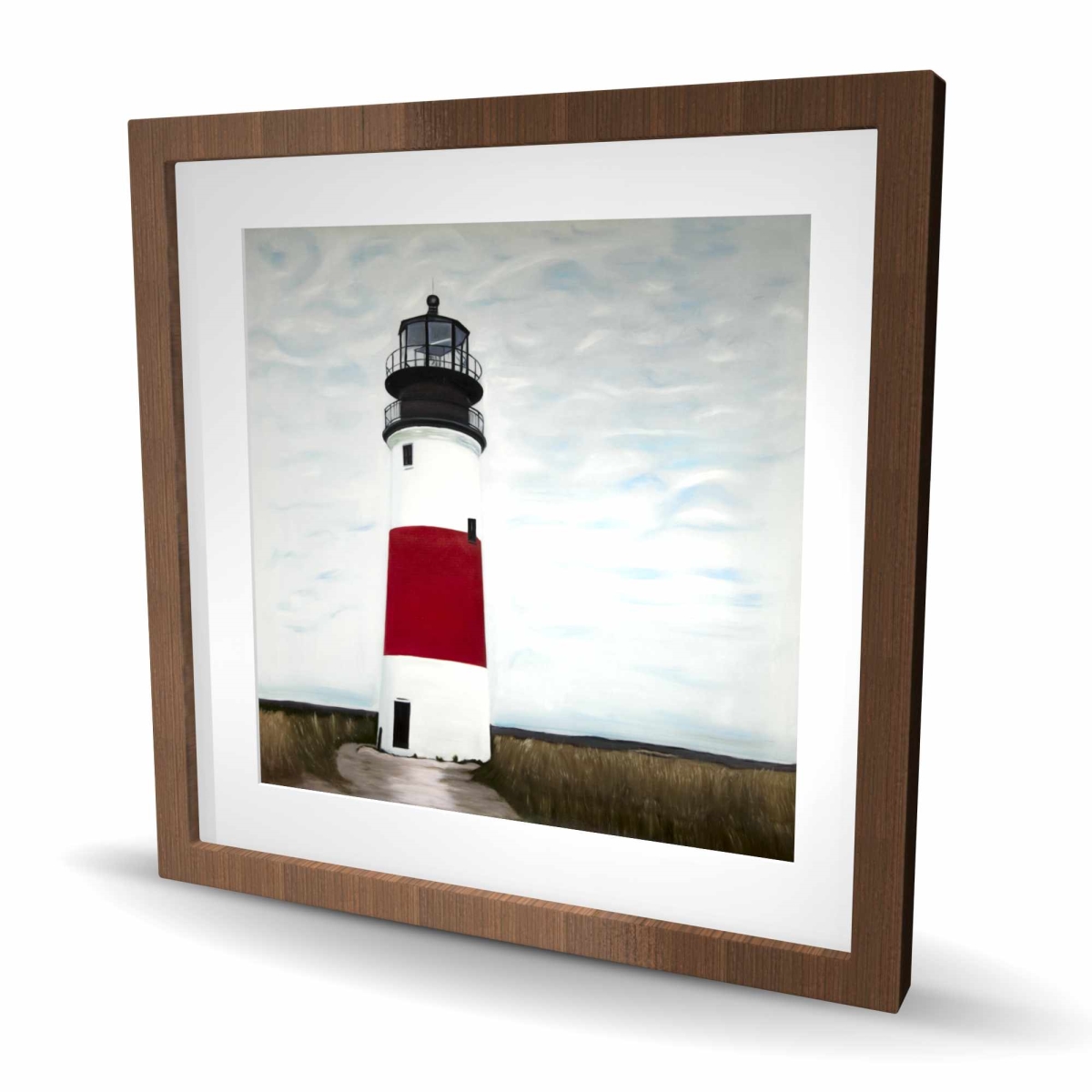 C1FM2424JWLSHR 24 x 24 in. Sankaty Head Lighthouse Blue Coastal Framed Matted Print