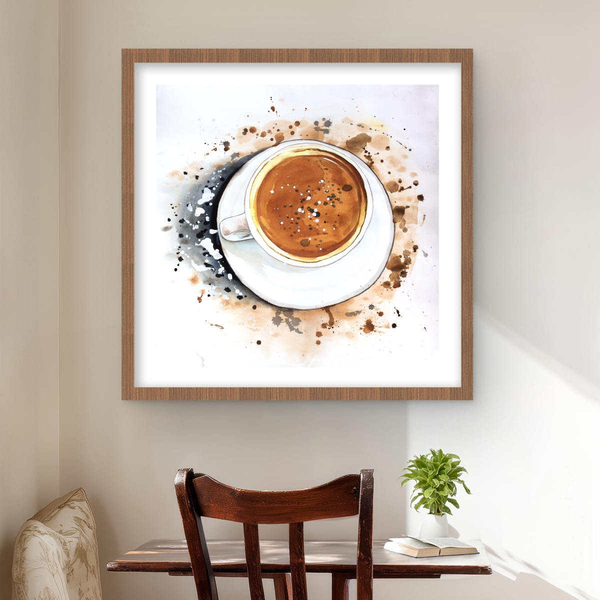 C1FM2424XITRNF 24 x 24 in. Cappuccino Refreshing - Brown Kitchen Framed Matted Print