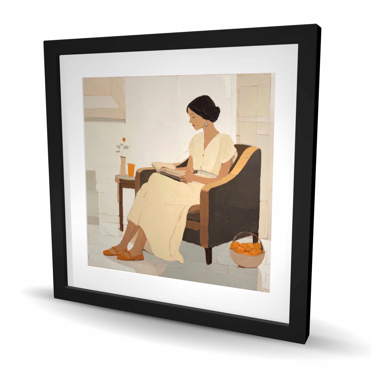C1FM24248ZRZLN 24 x 24 in. Small Break - Figurative Beige Framed Matted Print for Decor