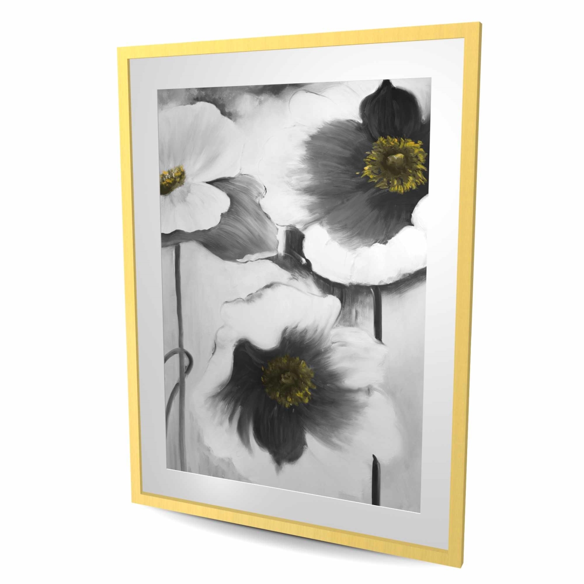C1FM3648112T1Q 36 x 48 in. Black & White Flowers - Office Floral Framed Print Decor