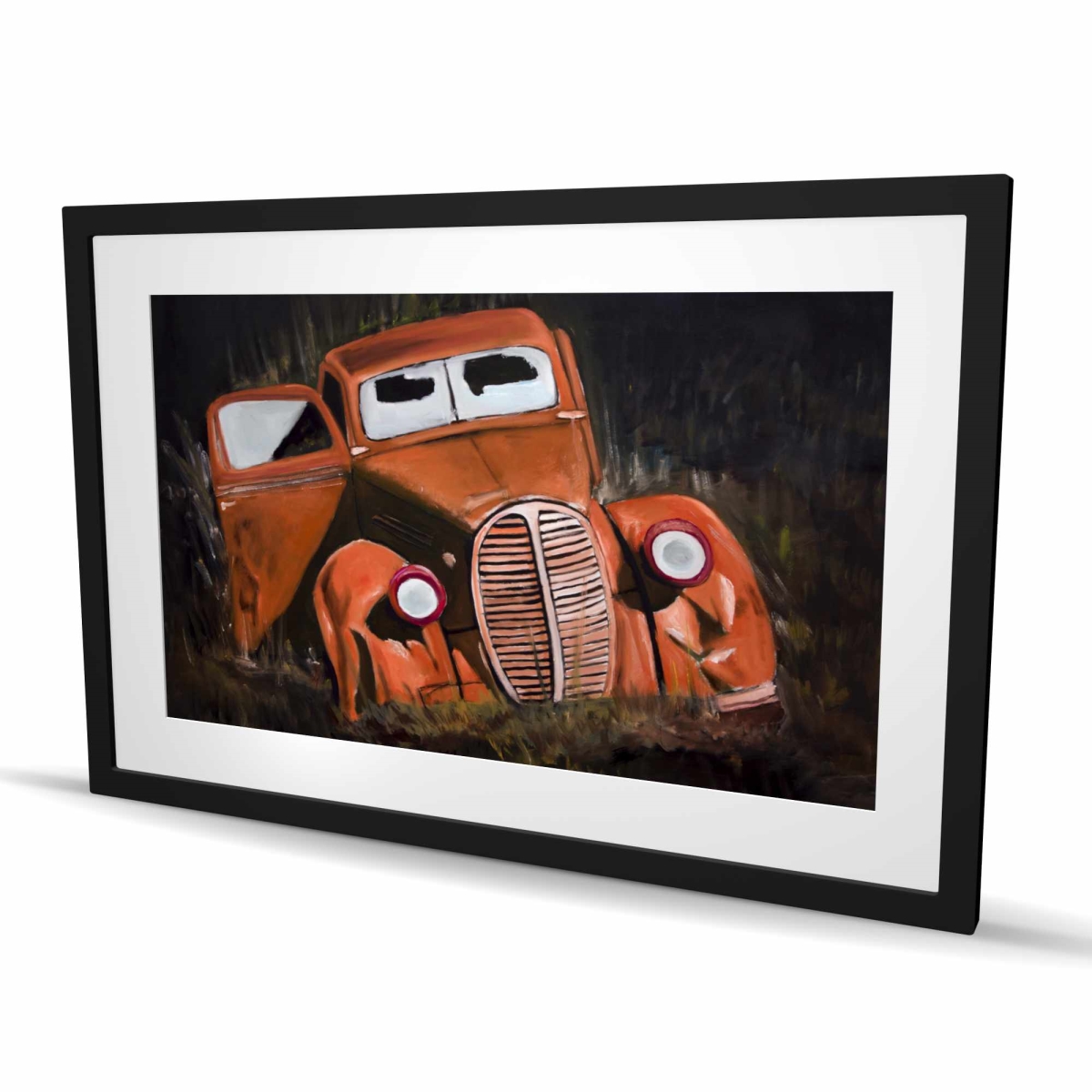 C1FM24363JS6YQ 24 x 36 in. Humpy Old Car by Night - Bedroom Still Life Framed Print