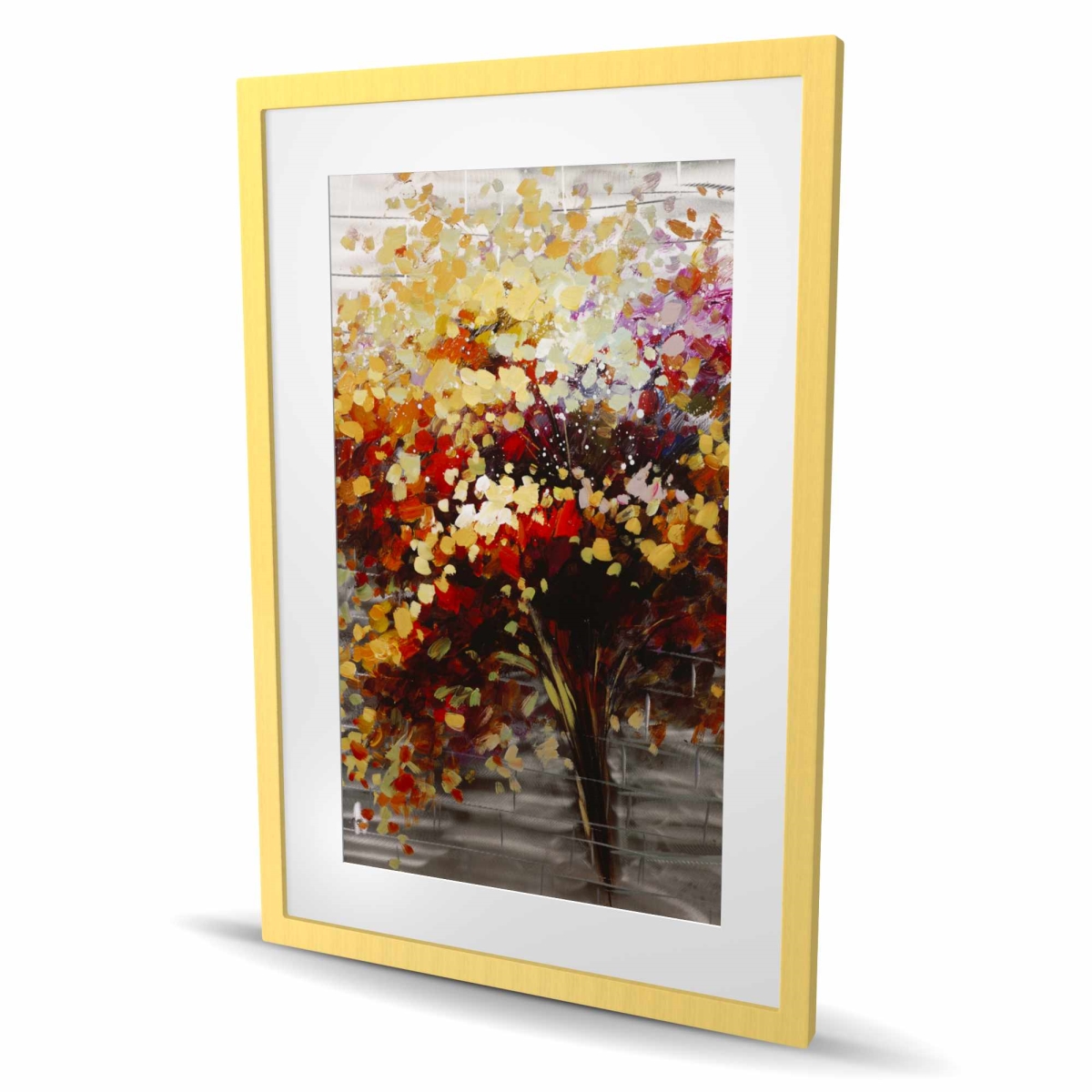 C1FM24363KXCWZ 24 x 36 in. Abstract Colorful Tree - Modern Brown Framed Matted Print