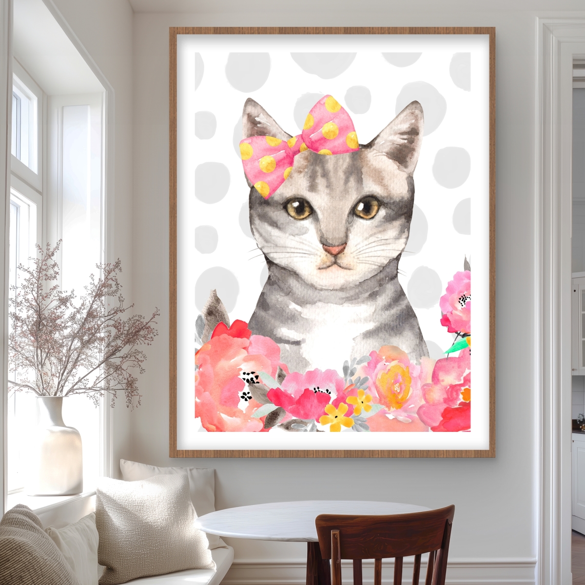 C1FM364839BPFS 36 x 48 in. Charming Cat - Framed Matted Print for Kids Bedroom Decor