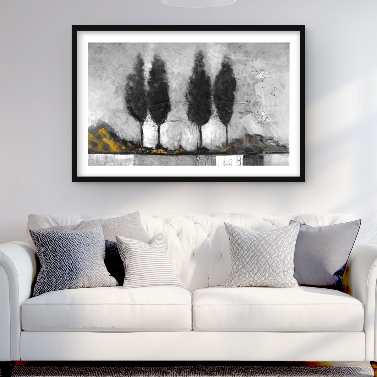 C1FM2436APHDPM 24 x 36 in. Grayscale Industrial Landscape - Yellow Framed Matted Print