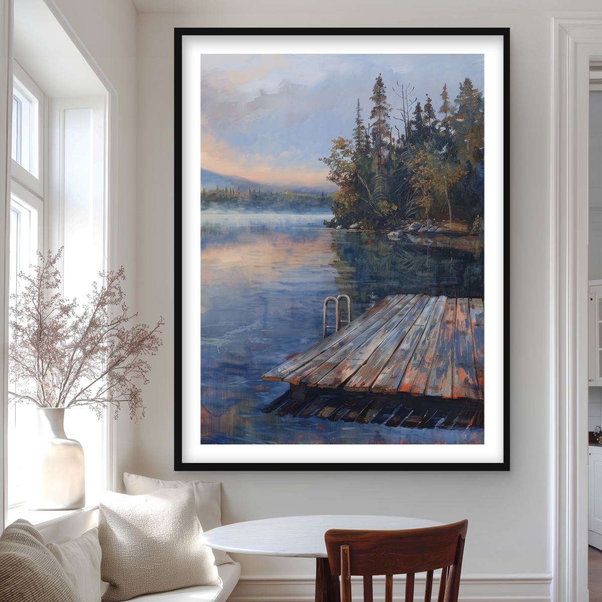 C1FM36485S7AYS 36 x 48 in. Dock - Beige Framed Matted Print for Elegant Home Decor