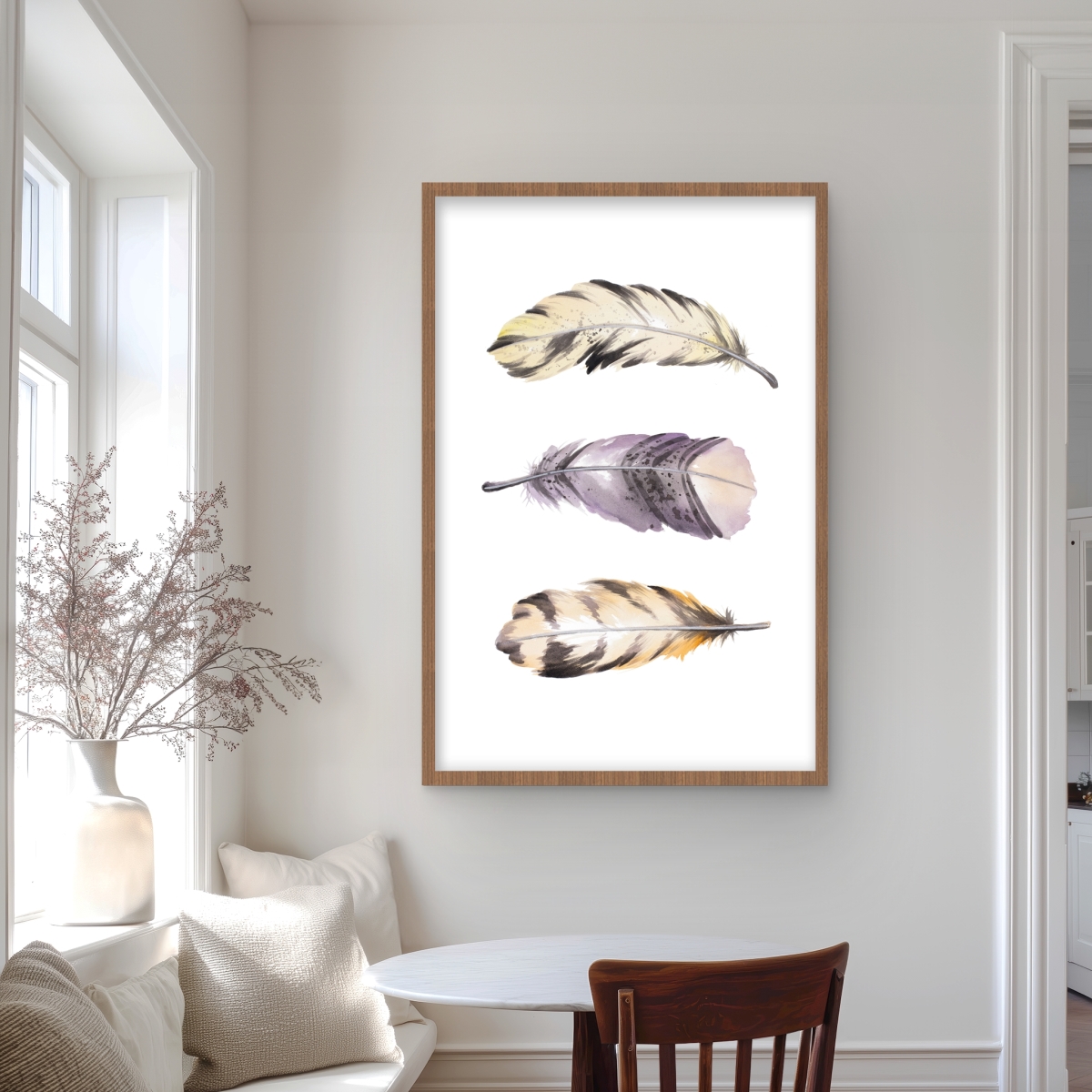 C1FM2436BF29EQ 24 x 36 in. Horizontal Striped Feather Set - Framed Matted Print Decor