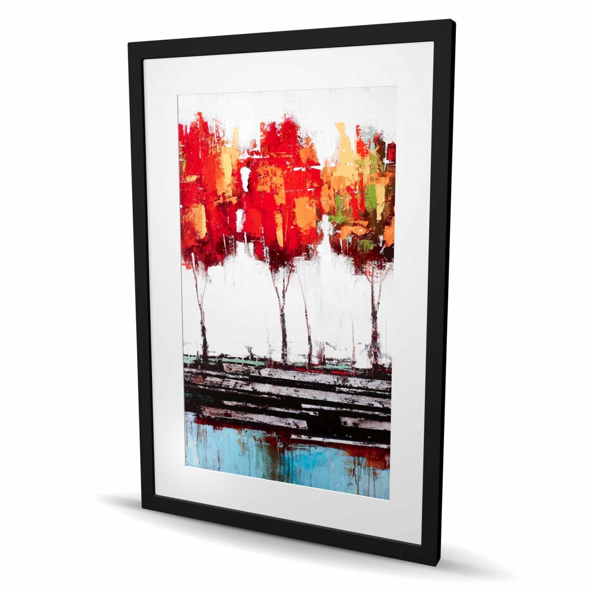 C1FM2436DQLHJA 24 x 36 in. Abstract Industrial Style Trees - Framed Matted Print Decor