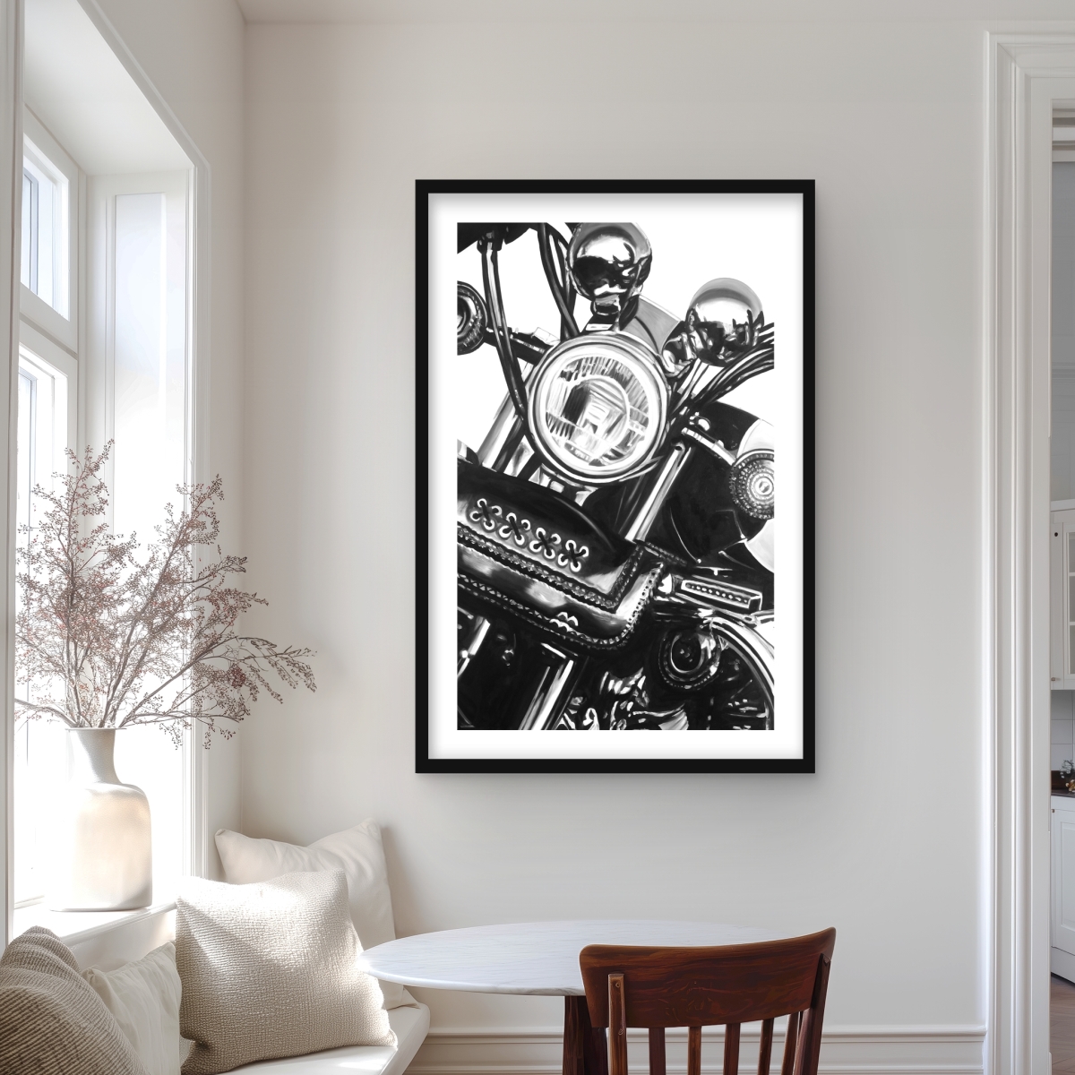 C1FM2436WSEYXI 24 x 36 in. Realistic Motorcycle - Hyperrealist Framed Print for Decor