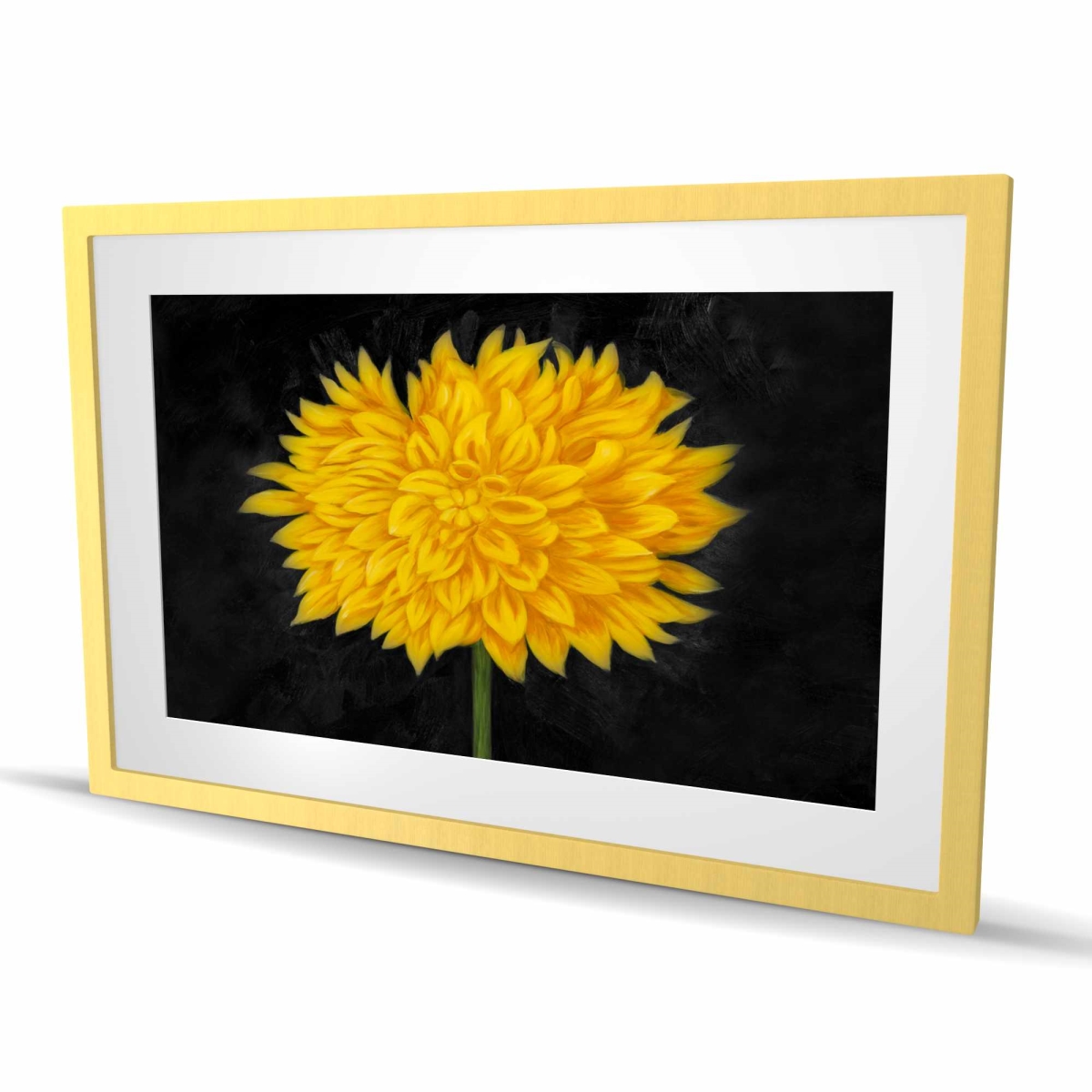 C1FM2436K673UJ 24 x 36 in. Yellow Chrysanthemum - Rustic Framed Matted Print for Decor