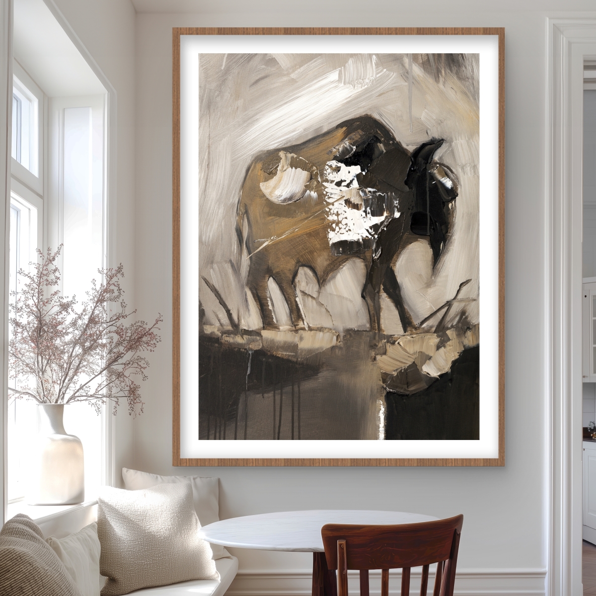 C1FM36489DPRPK 36 x 48 in. Abstract Buffalo - Rustic Framed Matted Print for Home Decor