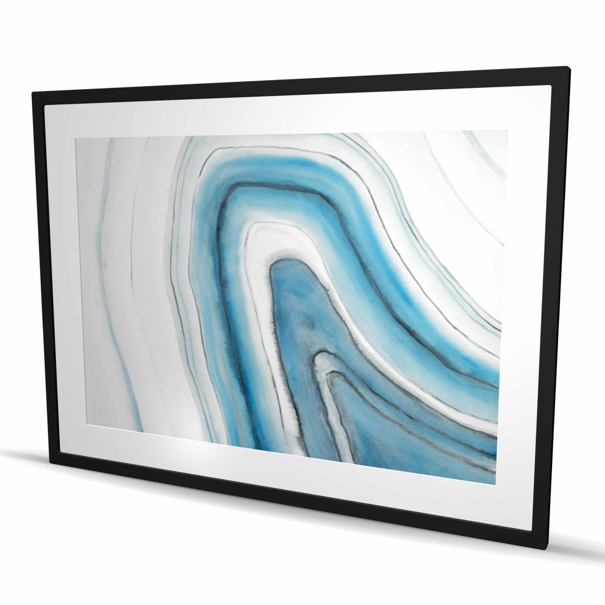 C1FM3648AOX61Y 36 x 48 in. Round Geode - Blue Framed Matted Print for Bathroom Decor
