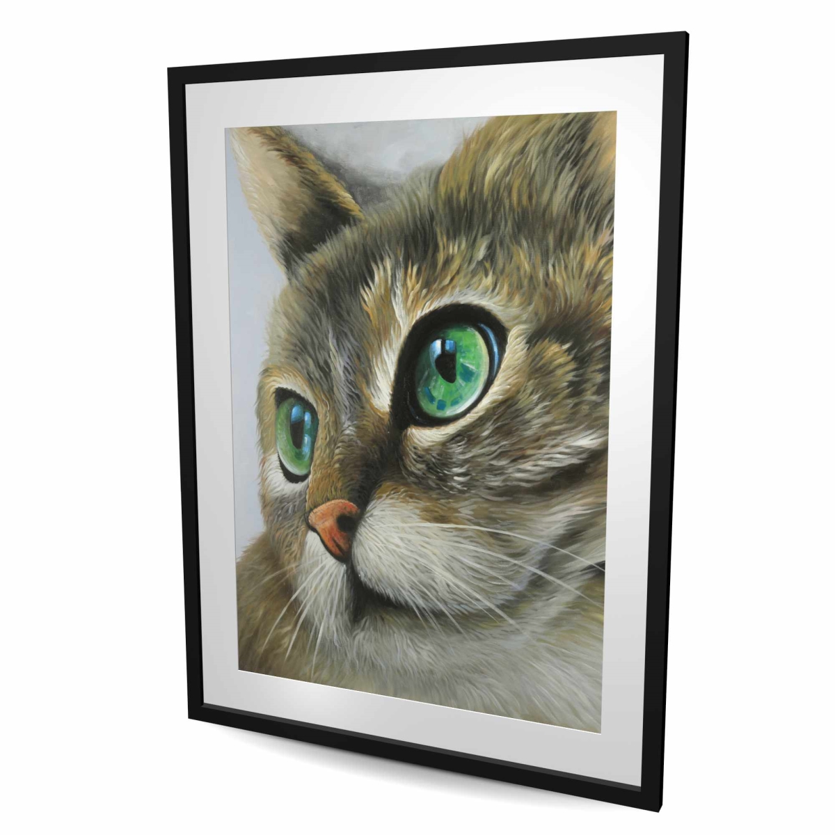 C1FM3648BL7ARP 36 x 48 in. Peaceful Cat Portrait - Hyperrealist Pets Framed Print Decor