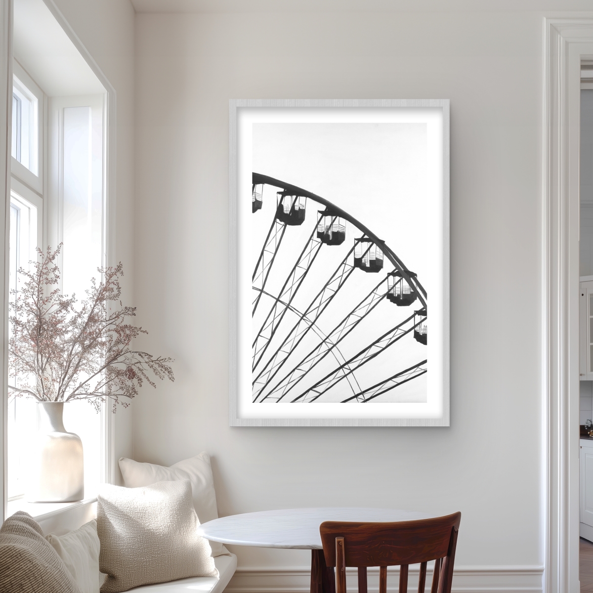 C1FM2436JFQ9CH 24 x 36 in. Quarter of A Ferris Wheel - Black Man Cave Framed Print