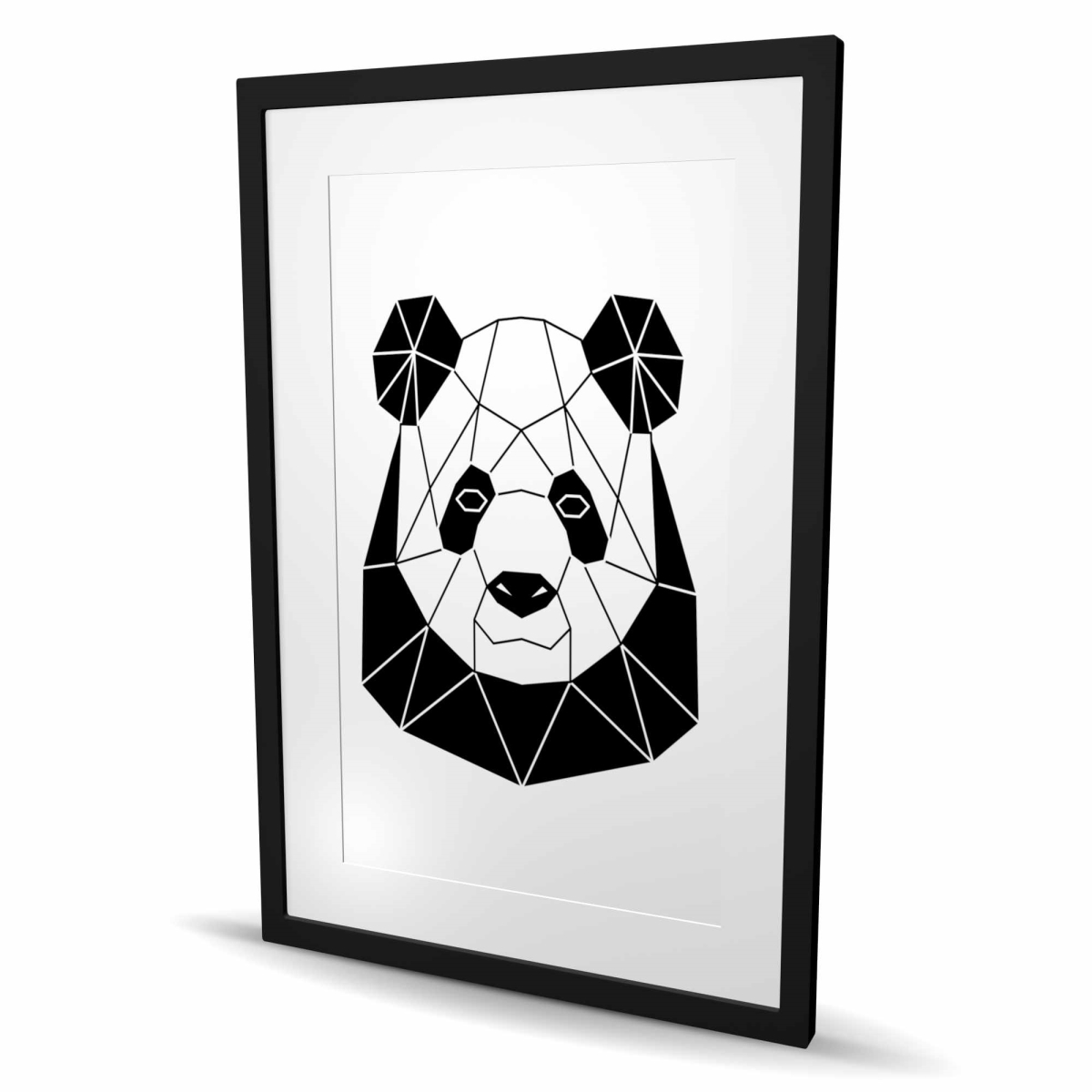 C1FM2436JMGG1V 24 x 36 in. Geometric Panda - White Framed Matted Print for Home Decor
