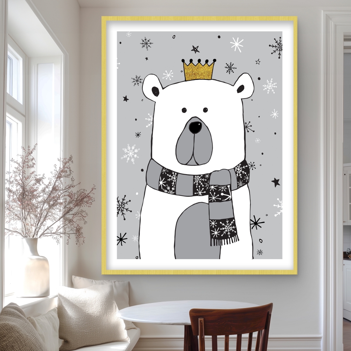 C1FM3648E433W8 36 x 48 in. Beautiful Bear - Holidays Illustrative Framed Print Decor