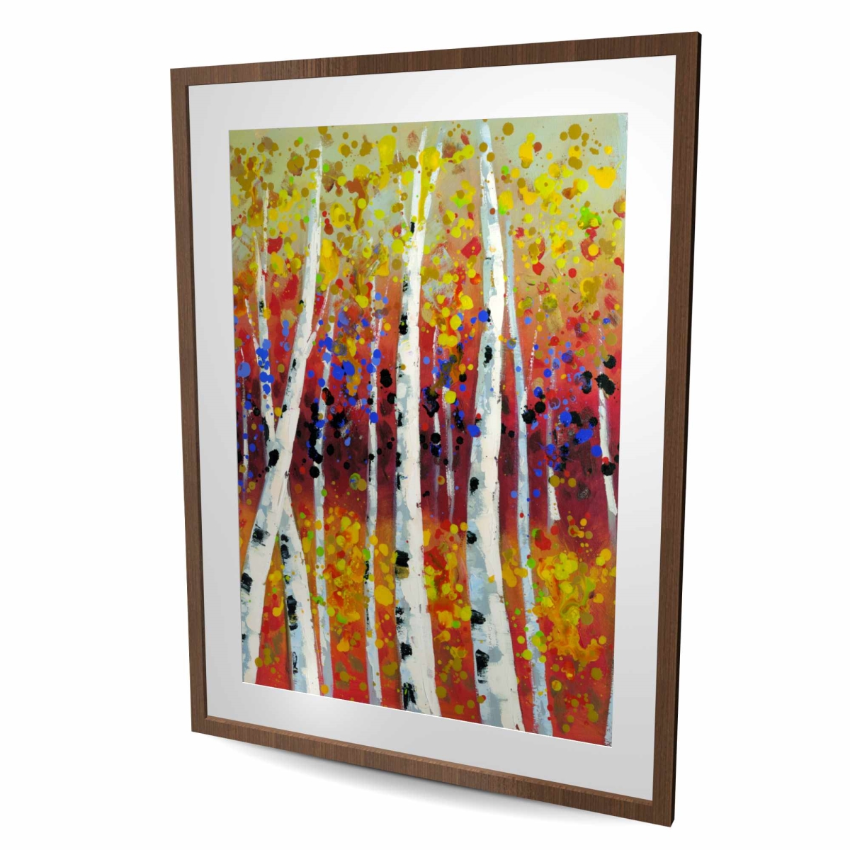 C1FM3648EXIFVZ 36 x 48 in. Colored Birches - Contemporary Trees Framed Matted Print