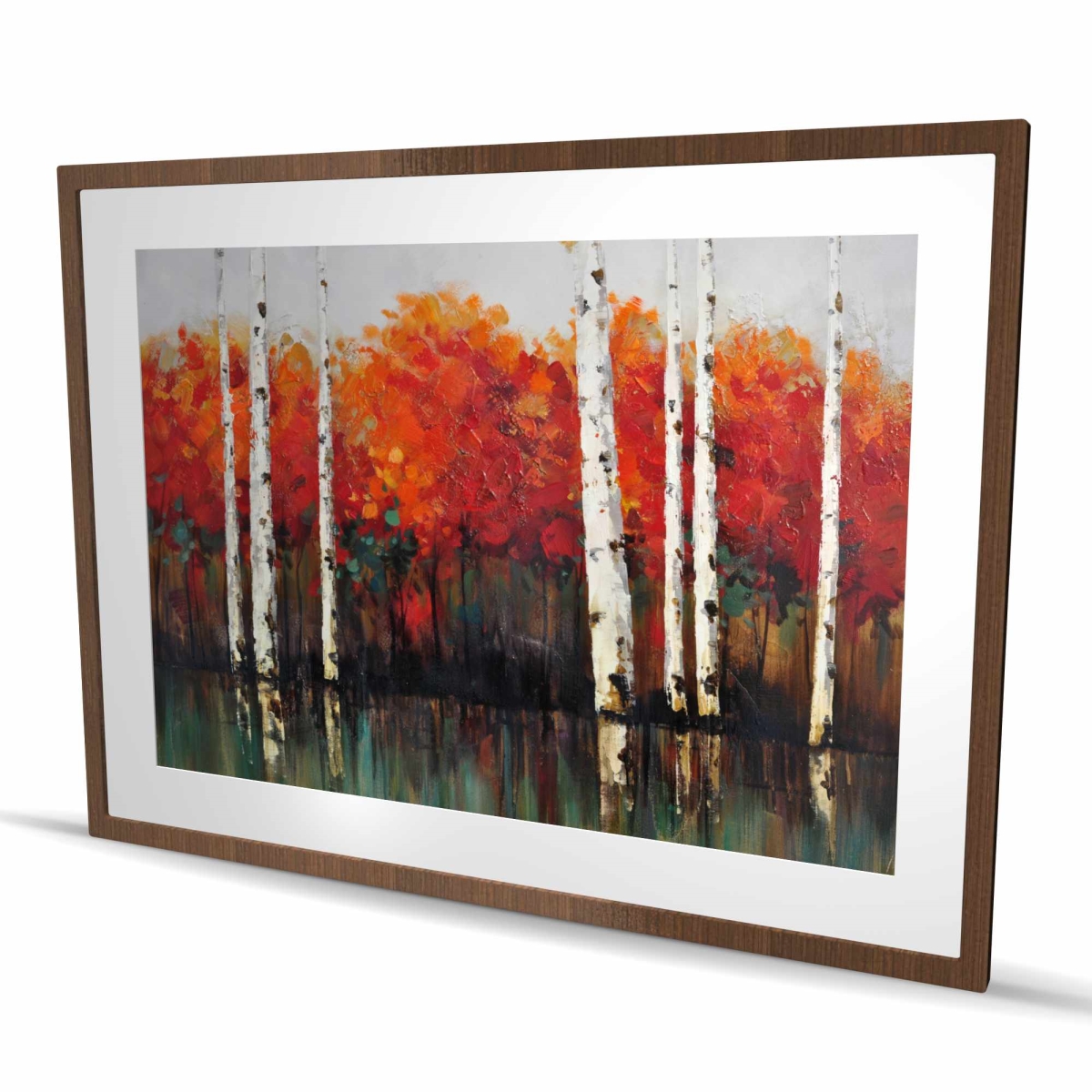 C1FM3648ULUVKU 36 x 48 in. Birches by Fall - Contemporary Trees Framed Matted Print