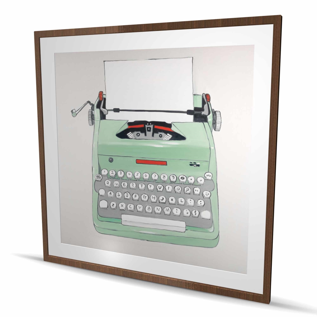 C1FM4848PGPL6G 48 x 48 in. Mint Typewriter Framed Matted Print - Unique Home Decor