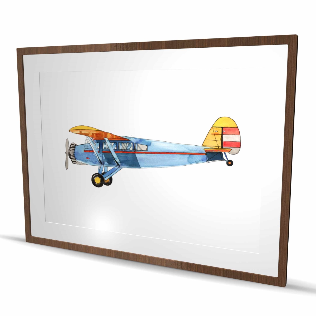 C1FM3648KVV4OL 36 x 48 in. Small Blue Plane - Blue Transportation Framed Matted Print