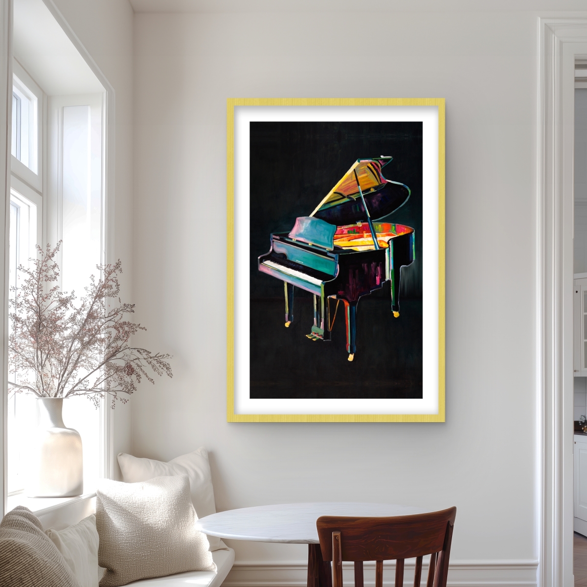 C1FM2436EPKCKA 24 x 36 in. Colorful Realistic Piano - Hyperrealist Framed Print Decor