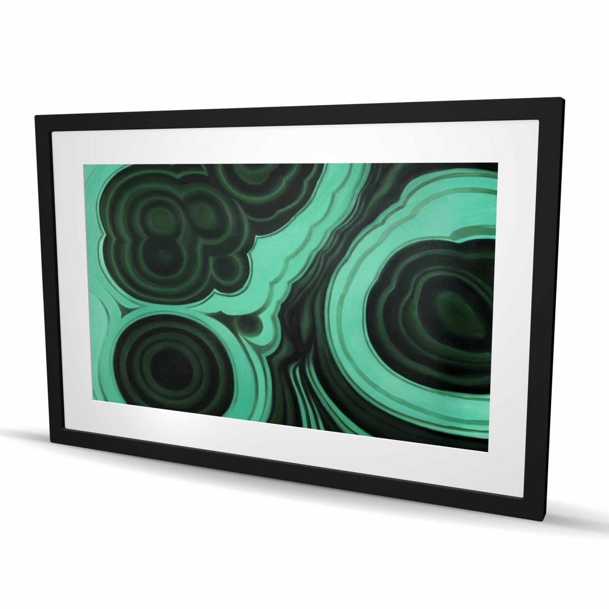 C1FM2436RPG9BR 24 x 36 in. Malachite Stone Framed Matted Print - Home Office Decor