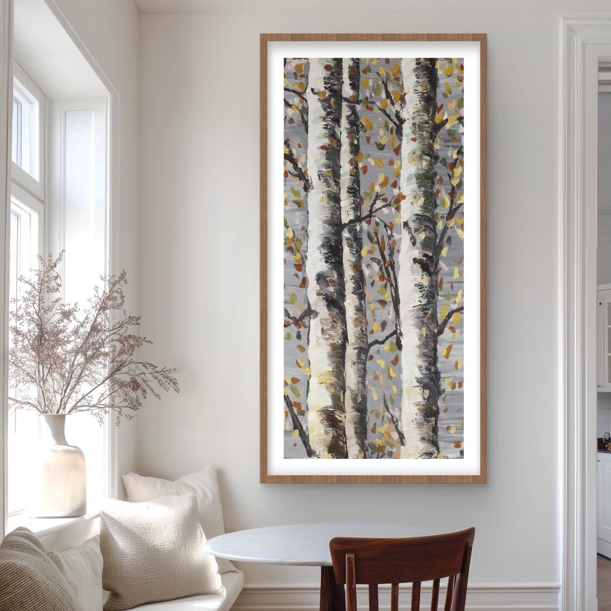 C1FM2448Y1CWM5 24 x 48 in. Blossoming Birches - Black Trees Framed Matted Print Decor
