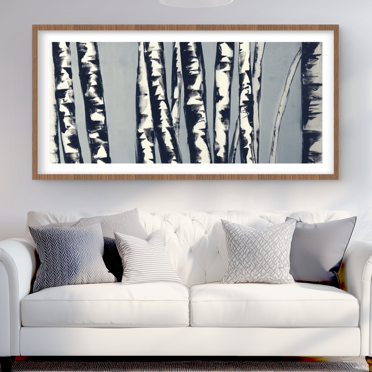 C1FM2448YE4IYB 24 x 48 in. Abstract Birch Forest - Contemporary Framed Print for Decor