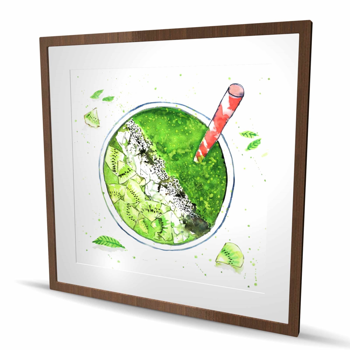 C1FM363603RAQK 36 x 36 in. Green Smoothie - Framed Matted Print for Kitchen Decor