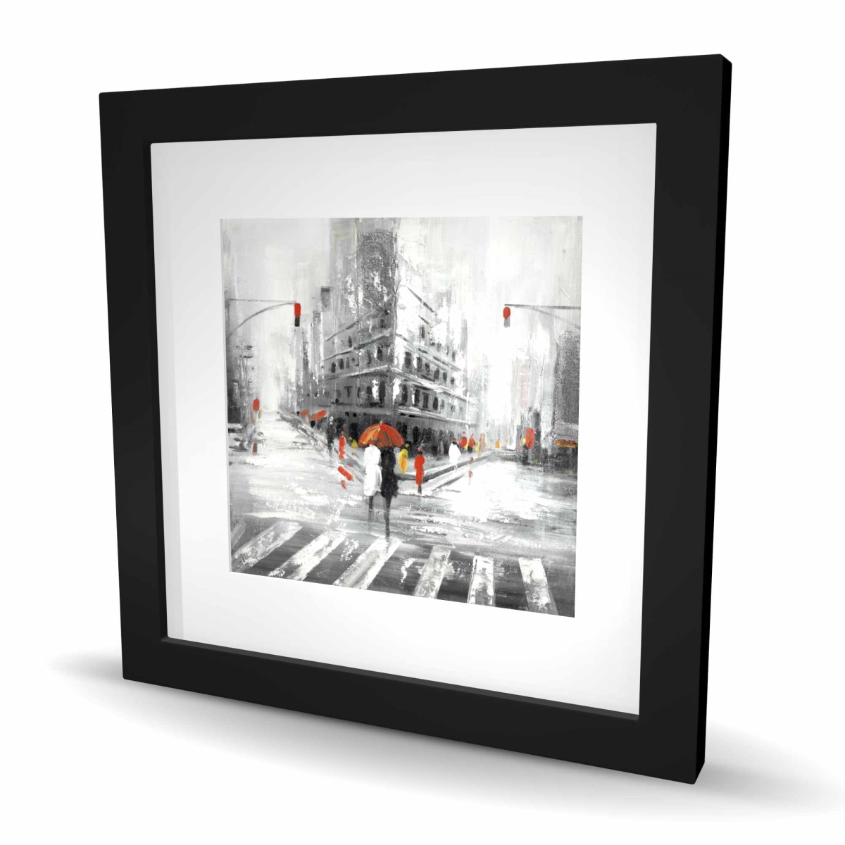 C1FM1616FHBP3T 16 x 16 in. Grayish Flatiron Building Print - Gray Framed Matted Decor