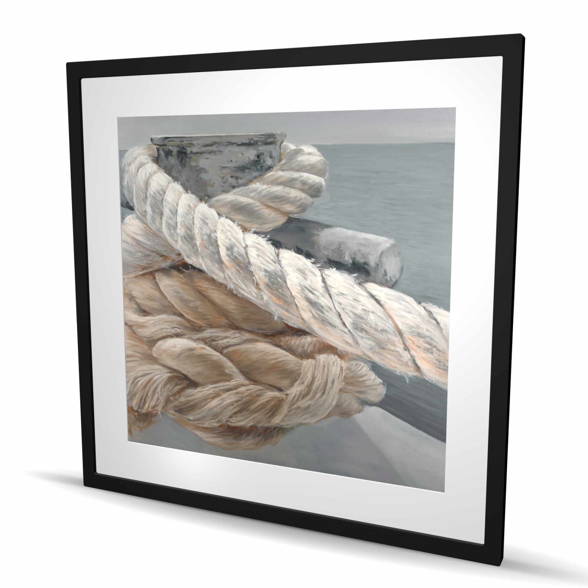 C1FM36368I2ABL 36 x 36 in. Tie-Down Ropes Closeup - Boat Coastal Framed Matted Print