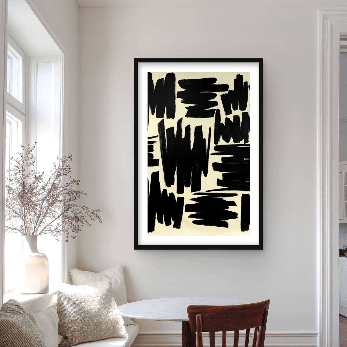 C1FM2436EFAX59 24 x 36 in. Deconstructed Stripes - Black Minimalist Framed Print Decor