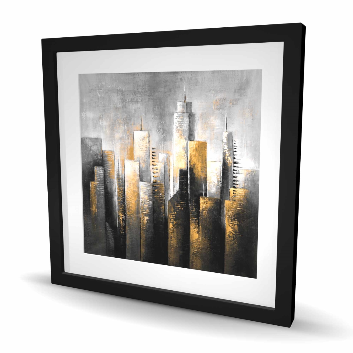 C1FM2424M5RLT5 24 x 24 in. Abstract Skyline - Framed Matted Print for Office Decor