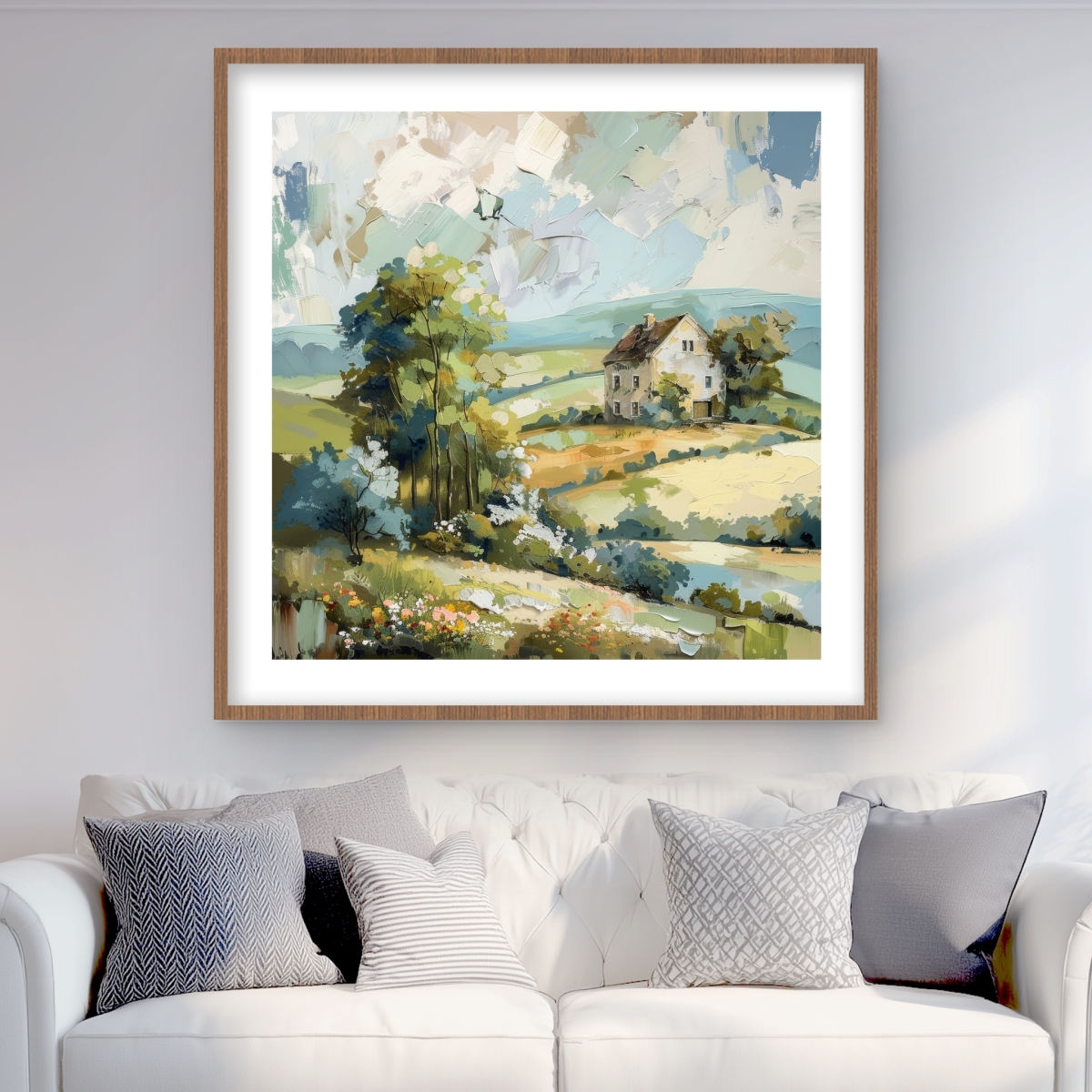 C1FM3636REZAEA 36 x 36 in. On the Plain - Green Framed Matted Print for Home Decor