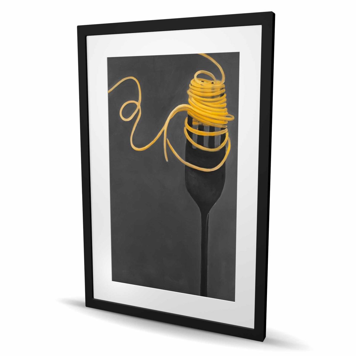 C1FM2436D8894L 24 x 36 in. Spaghetti Pasta Around A Fork - Gray Framed Matted Print