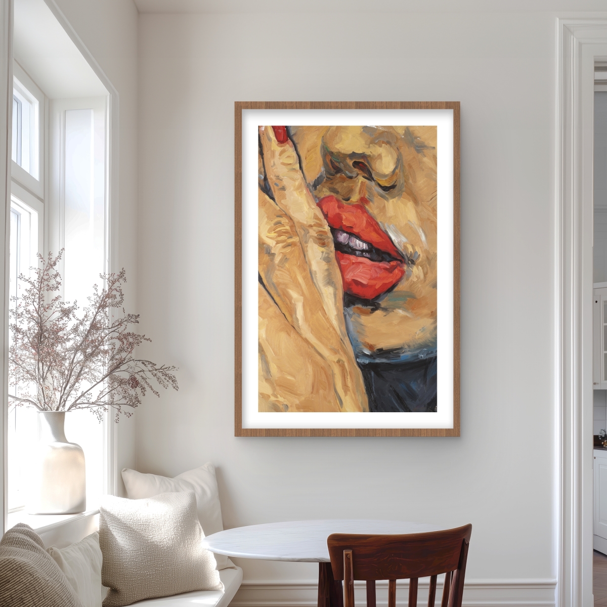 C1FM2436OR9JEZ 24 x 36 in. Shushing Lips Closeup - Modern Framed Print for Home Decor