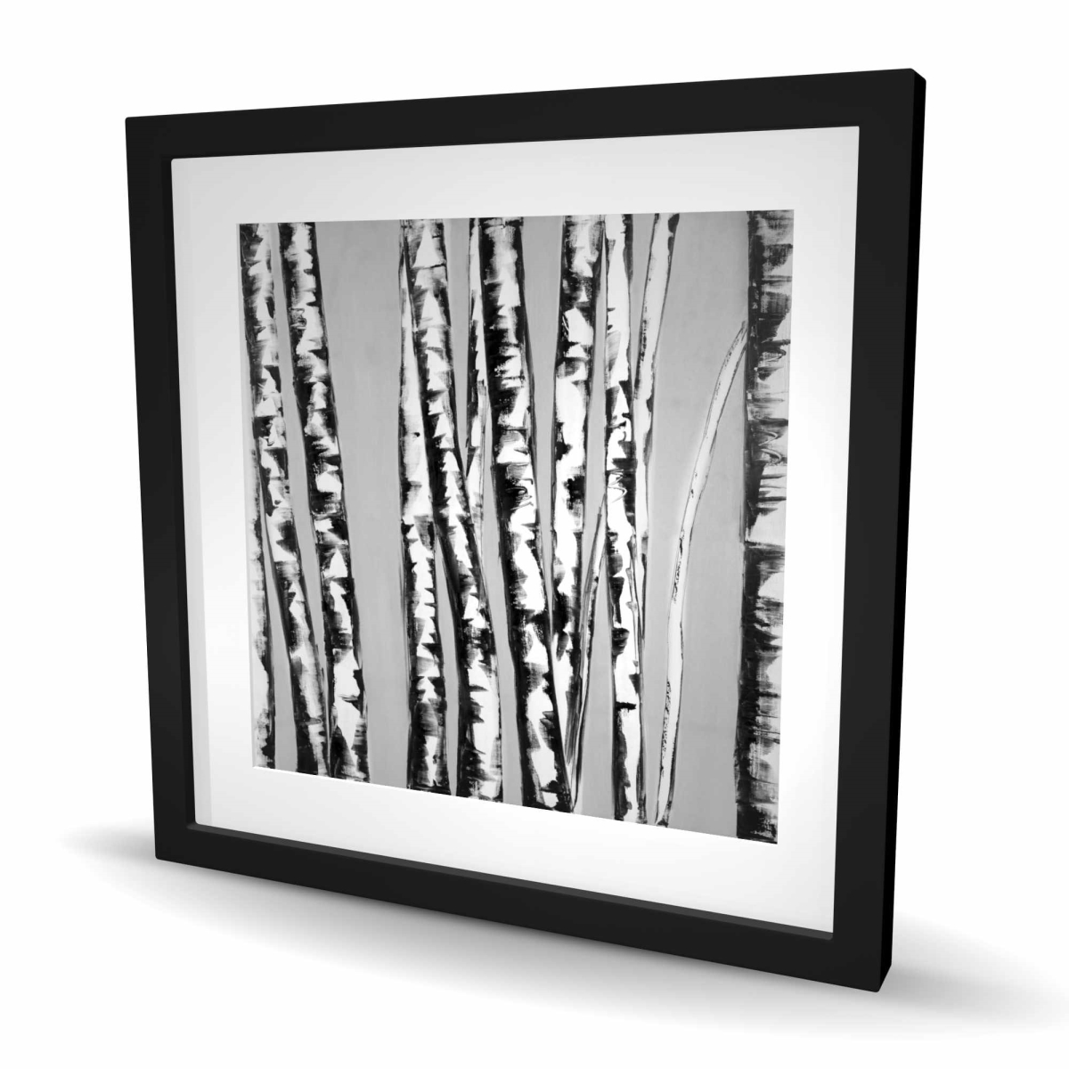 C1FM2424YI71PB 24 x 24 in. Birches Intersecting - Contemporary Bedroom Framed Print