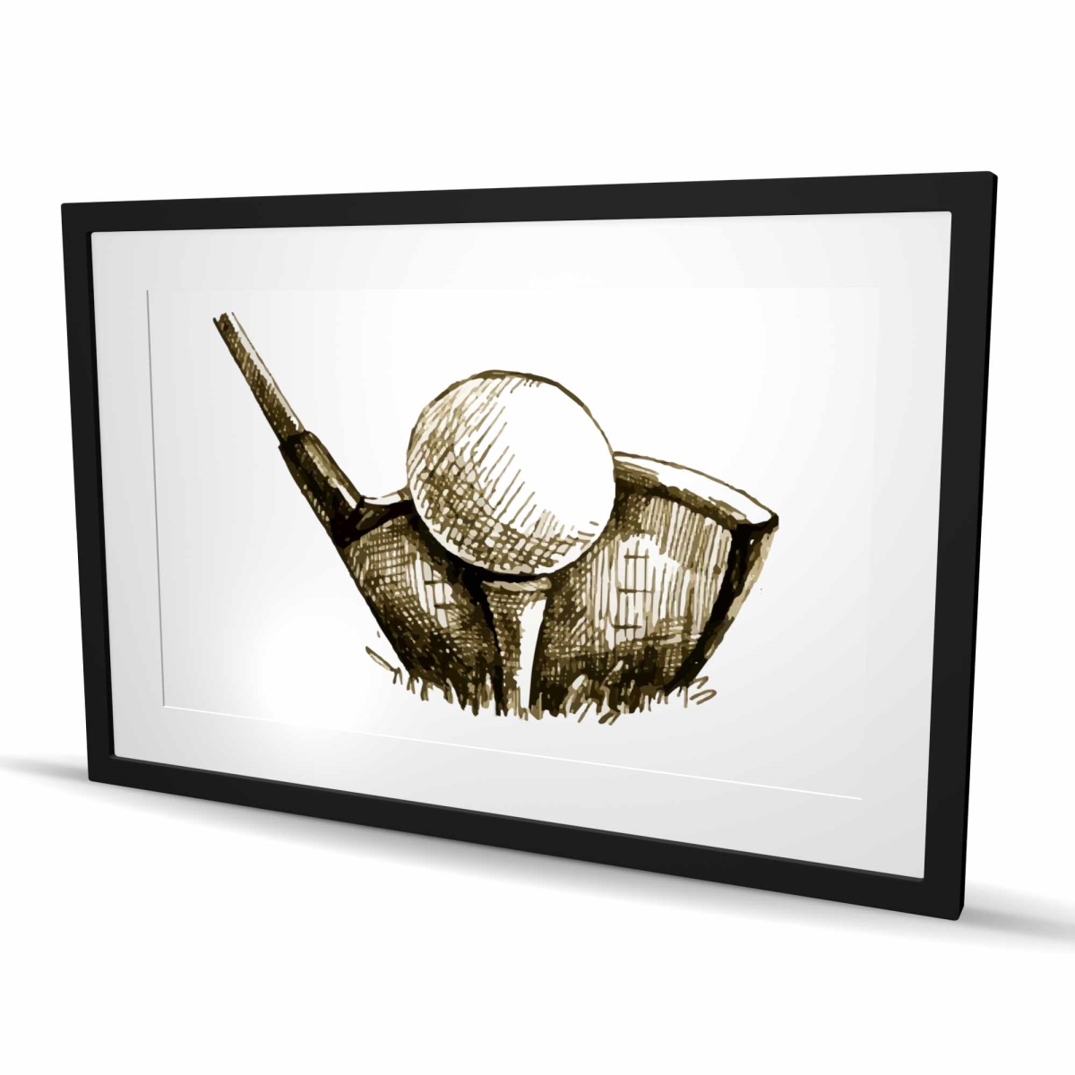 C1FM2436PD8IAO 24 x 36 in. Golf Ball Illustration - Man Cave Brown Framed Print Decor