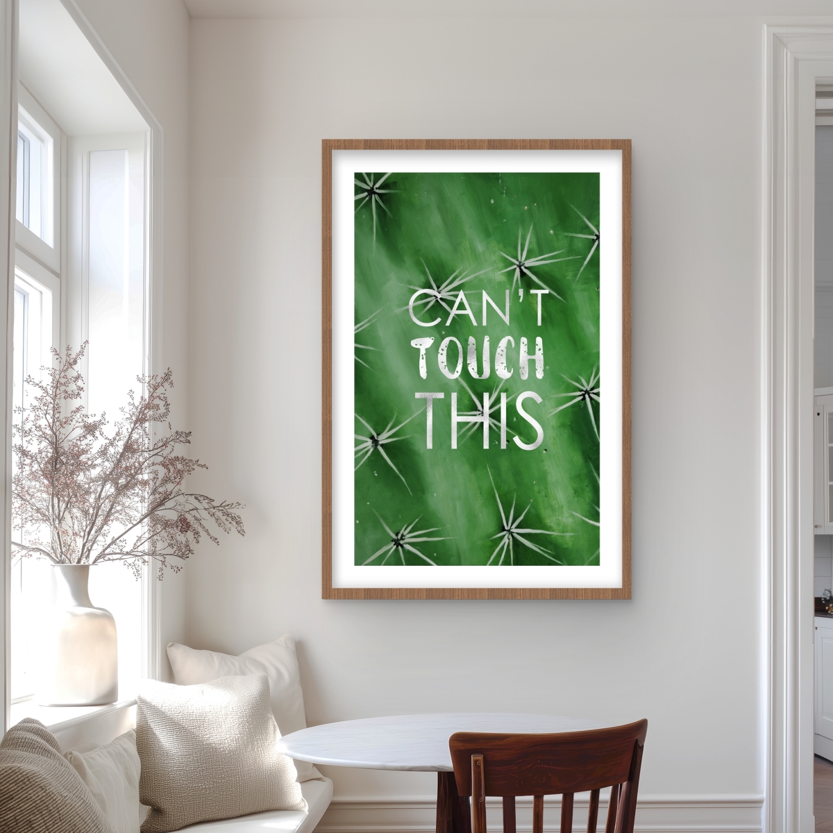 C1FM2436FV84CD 24 x 36 in. Cannot Touch This - Floral Botanical Silver Framed Print