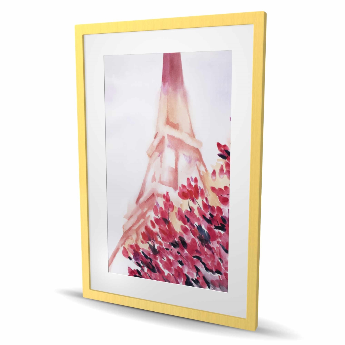C1FM2436IPD4FQ 24 x 36 in. Pink Eiffel Tower - Pink Flowers Framed Matted Print Decor